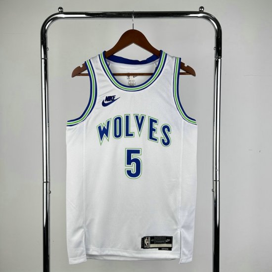 NBA 5 Edwards Timberwolves 2023-24 Classic Maillot blanc